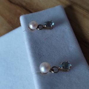 14k pearl and stone earrings